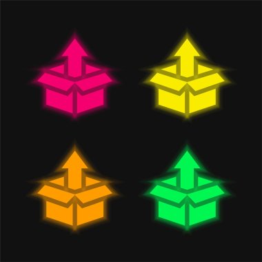 Box four color glowing neon vector icon clipart