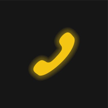 Siyah Telefon Auricular sarı parlak neon simgesi