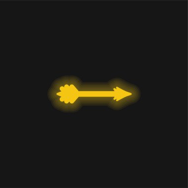 Sarı ok parlayan neon simgesi