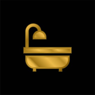 Küvet altın kaplama metalik simge veya logo vektörü