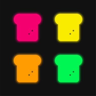 Ekmek dört renk parlayan neon vektör simgesi