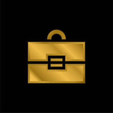 Evrak çantası altın kaplama metalik simge veya logo vektörü