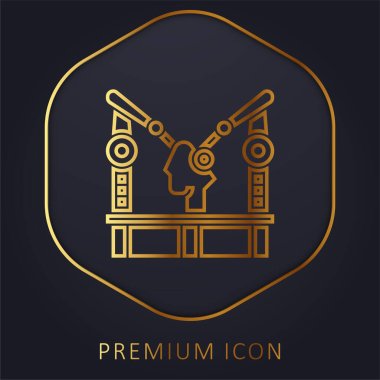 Assembly Machine golden line premium logo or icon clipart