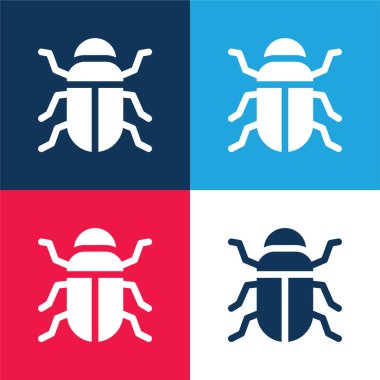 Beetle blue and red four color minimal icon set clipart