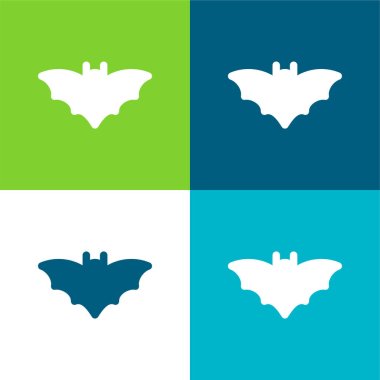 Bat Flat four color minimal icon set clipart