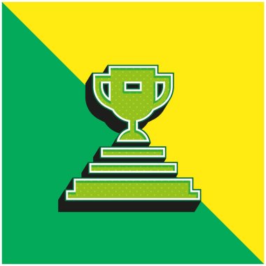 Başarı Yeşil ve Sarı Modern 3D vektör simgesi logosu