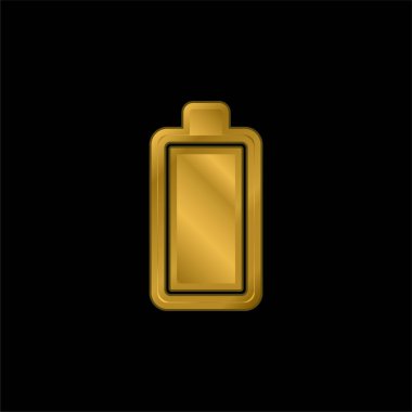 Pil altın kaplamalı metalik simge veya logo vektörü