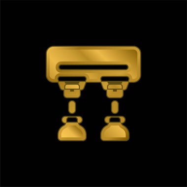 Assembly Line gold plated metalic icon or logo vector clipart