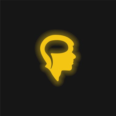 Beyin Kafada sarı parlak neon simgesi