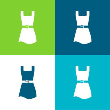 Siyah Kadın Elbisesi Düz 4 renk simgesi seti