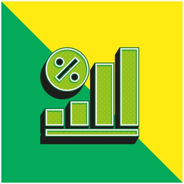 Çubuk Grafik Yeşil ve Sarı 3D vektör simgesi logosu