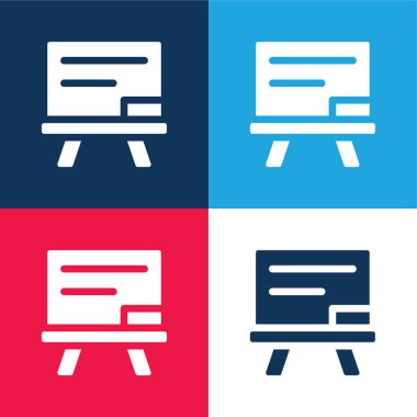 Tahta mavi ve kırmızı dört renk minimal simge kümesi