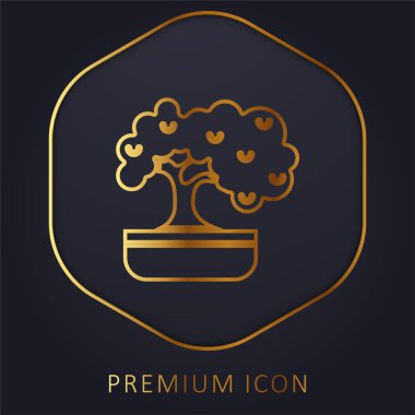 Bonsai altın çizgisi prim logosu veya simgesi