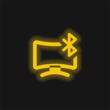 Bluetooth yellow glowing neon icon clipart