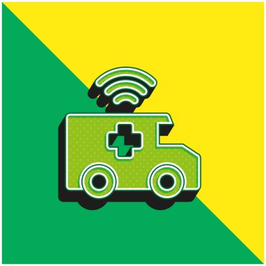 Ambulans Yeşil ve Sarı Modern 3D vektör simgesi logosu