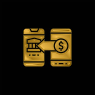 Banka altın kaplamalı metalik simge veya logo vektörü