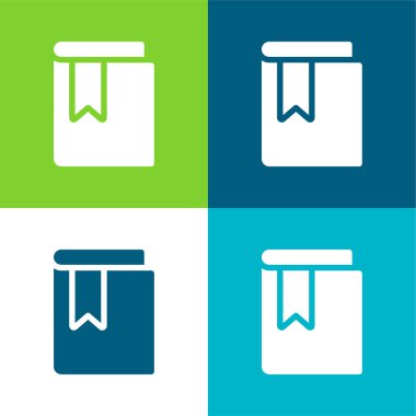 Kitap Düz 4 renk minimal simgesi seti