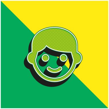 Boy Green and yellow modern 3d vector icon logo clipart