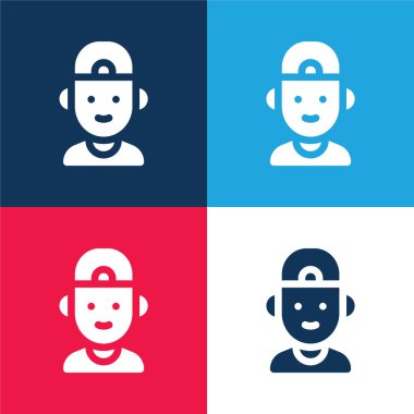 Oğlan mavi ve kırmızı dört renk minimal simge kümesi