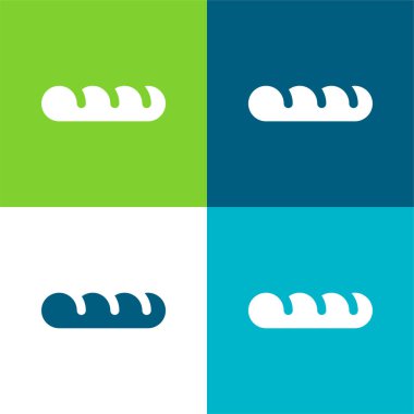 Baguette Düz Düz 4 renk simgesi seti