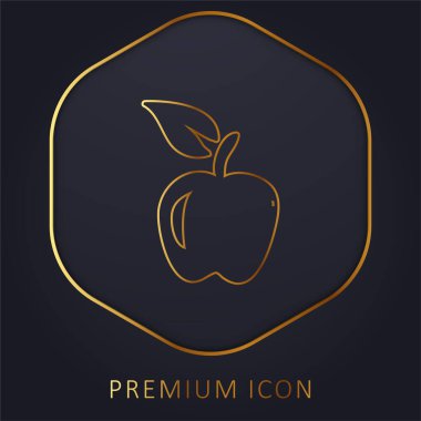 Apple Hand Drawn Fruit golden line premium logo or icon clipart