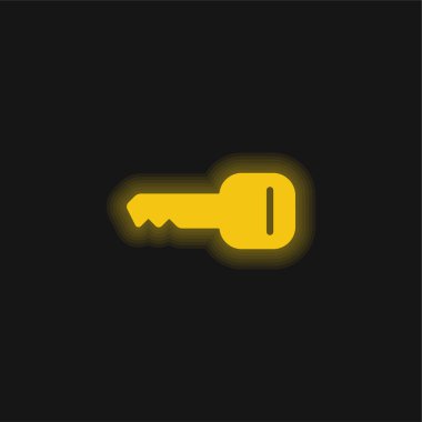 Black Key Horizontal Shape yellow glowing neon icon clipart