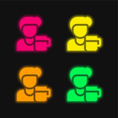 Bira dört renk parlayan neon vektör simgesi