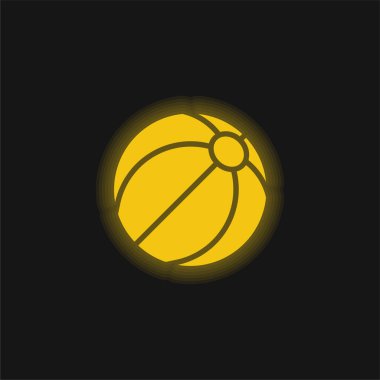Plaj topu sarı parlak neon ikonu