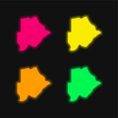 Botswana dört renk parlayan neon vektör simgesi