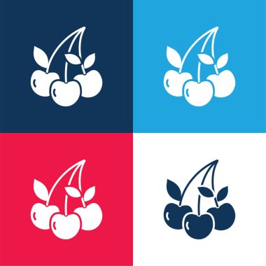 Berry blue and red four color minimal icon set clipart