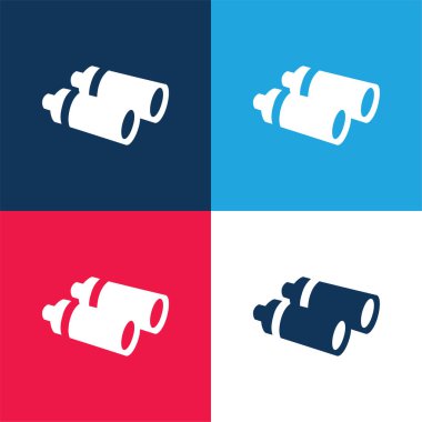 Binoculars blue and red four color minimal icon set clipart