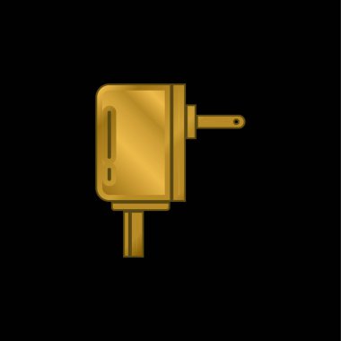 Adaptör altın kaplama metalik simge veya logo vektörü