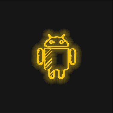 Android Çizilmiş Logo sarı parlak neon simgesi