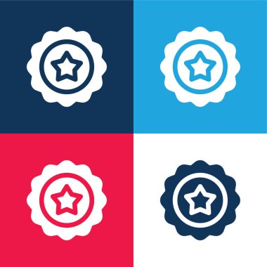 Rozet mavi ve kırmızı dört renk minimal simge kümesi