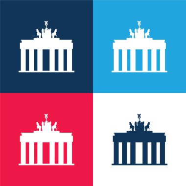 Brandenburg Gate blue and red four color minimal icon set clipart