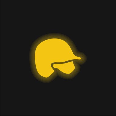 Beyzbol Miğferi Sarı parlak neon simgesi