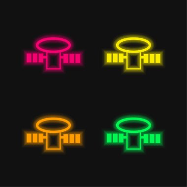 Antenna For Signal Reception four color glowing neon vector icon clipart