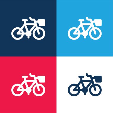 Bisiklet mavi ve kırmızı dört renk en az simge kümesi