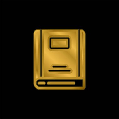 Kitap altın kaplamalı metalik simge veya logo vektörü