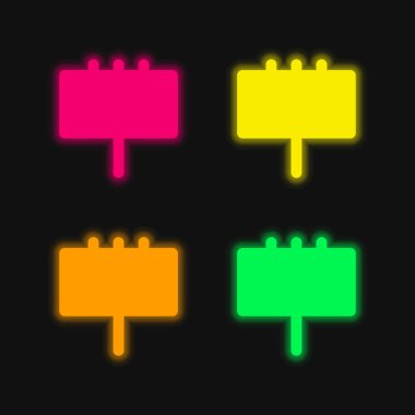 Billboard dört renk parlayan neon vektör simgesi