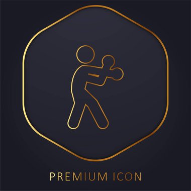 Boks Silueti Altın Hat prim logosu veya simgesi