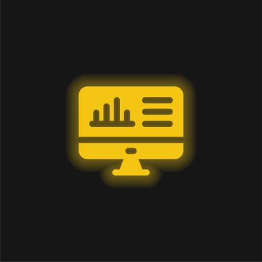 Çubuk Çizelgesi Sarı parlak neon simgesi