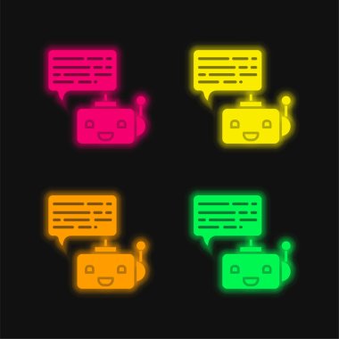 Dört renkli parlak neon vektör simgesi