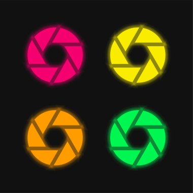 Dört renk açıklığı parlayan neon vektör simgesi