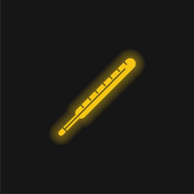 Vücut termometresi sarı parlayan neon simgesi