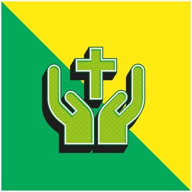 Yeşil ve sarı modern 3d vektör simgesini kutsa