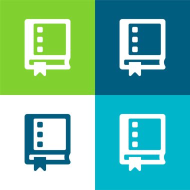 Kitap Düz 4 renk minimal simgesi seti