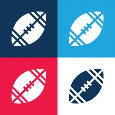 Amerikan Futbolu mavi ve kırmızı dört renk minimal simgesi