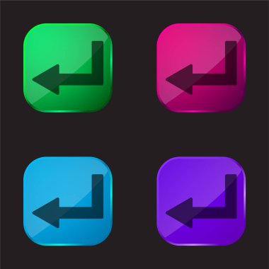 Ok Sol Kırık Açı Dört Renkli Cam Düğme Simgesi