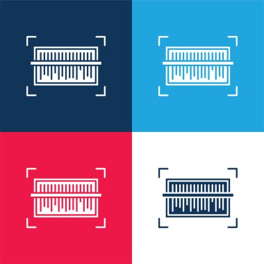 Barcode blue and red four color minimal icon set clipart